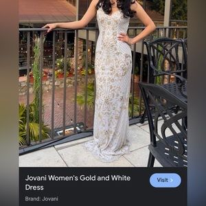 white and gold prom dress